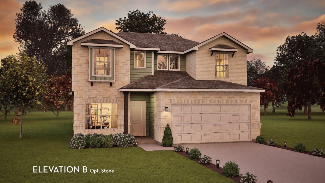 Representative exterior photo of a completed home built from the Blanco by CastleRock Communities in The Reserve at Huntsville, Huntsville, TX (Image 7). Representative exterior photo of a completed home built from the Blanco by CastleRock Communities in The Reserve at Huntsville, Huntsville, TX (Image 7).