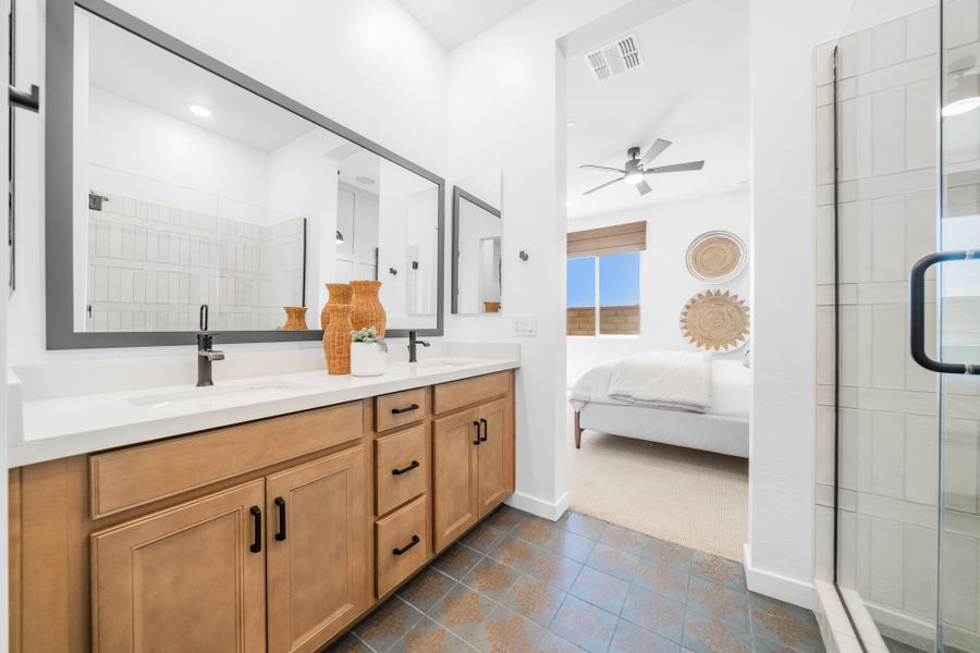 Primary Bathroom | Brisa Model Home | Mira Vista at Victory in Buckeye, AZ by Landsea Homes