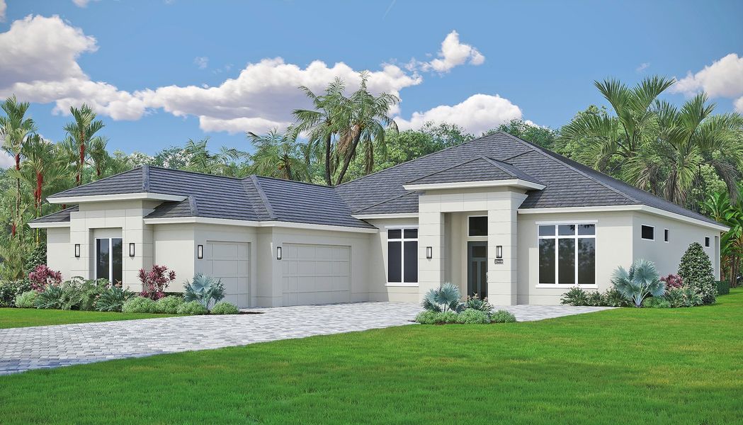 Representative exterior photo of a completed home built from the Riviera by GHO Homes in The Reserve at Grand Harbor, Vero Beach, FL (Image 28).
