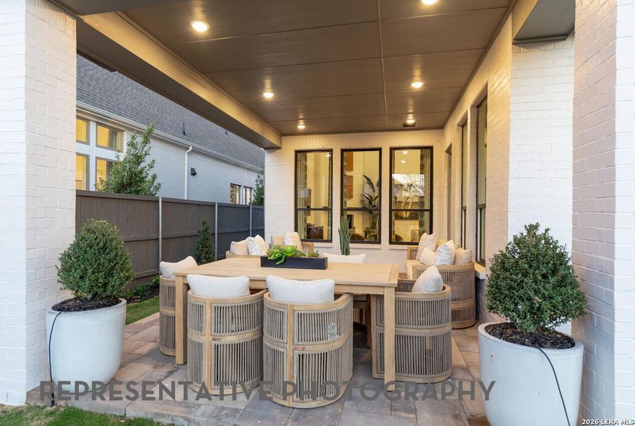 Exterior details and patio area of a home in Venado Crossing, Cibolo (Image 2).