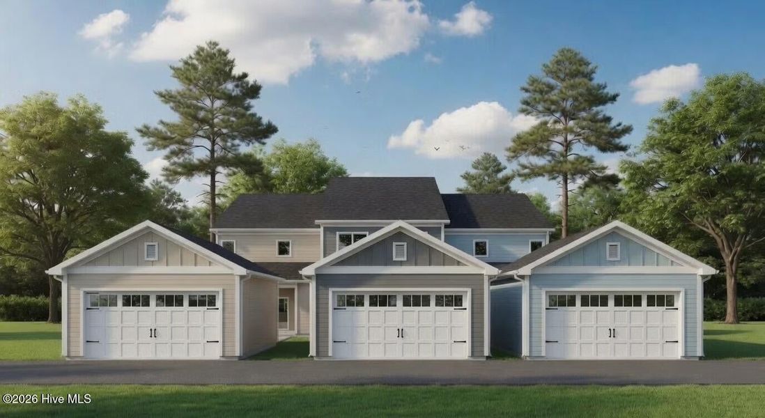 Front exterior of a new home in Legacy Lakes Townes, Aberdeen, NC, highlighting curb appeal (Image 3).