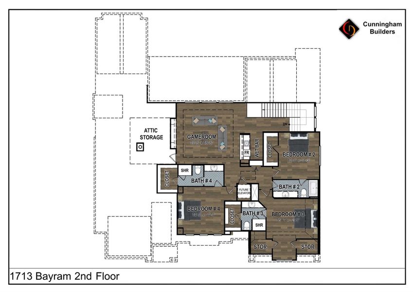 Rendering of the second floor to show space and layout