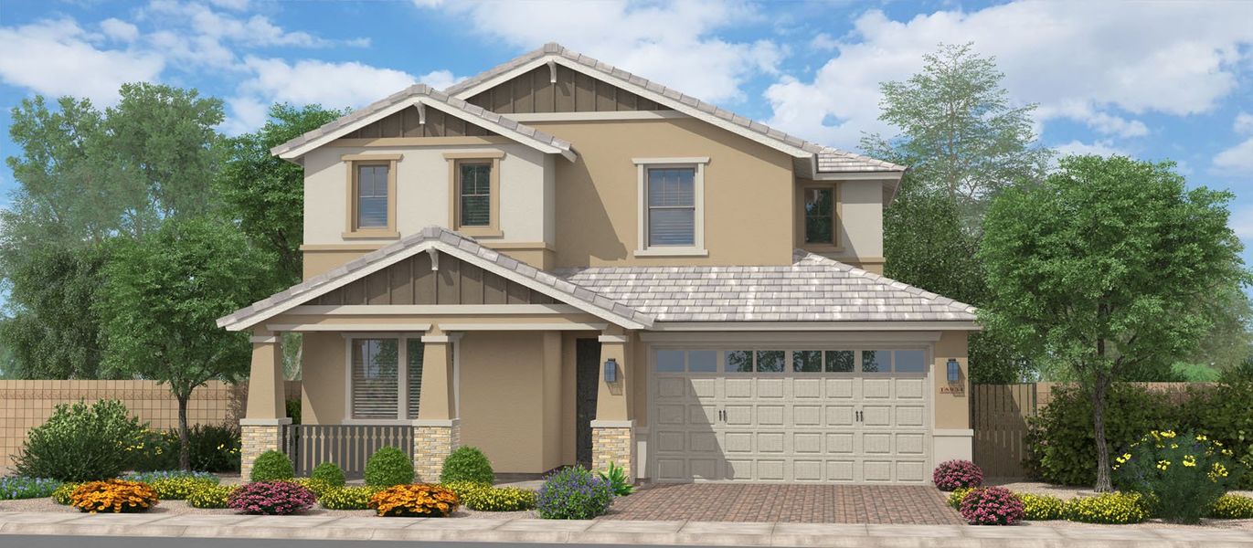 Front exterior of a home in the Silverado at Enclave community, located in Litchfield Park, AZ (Image 4).