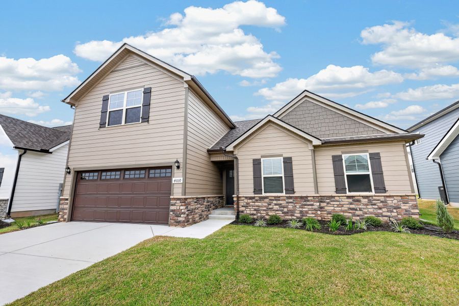 Front exterior of a new home in Salem Landing, Rockvale, TN, highlighting curb appeal (Image 20). Front exterior of a new home in Salem Landing, Rockvale, TN, highlighting curb appeal (Image 20).