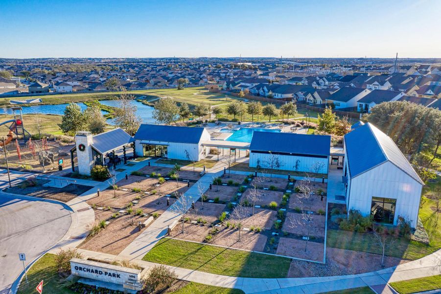 Aerial perspective of suburban area