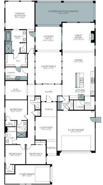 2D floor plan layout of this home in Overlook at The Dells, Prescott, AZ (Image 5).
