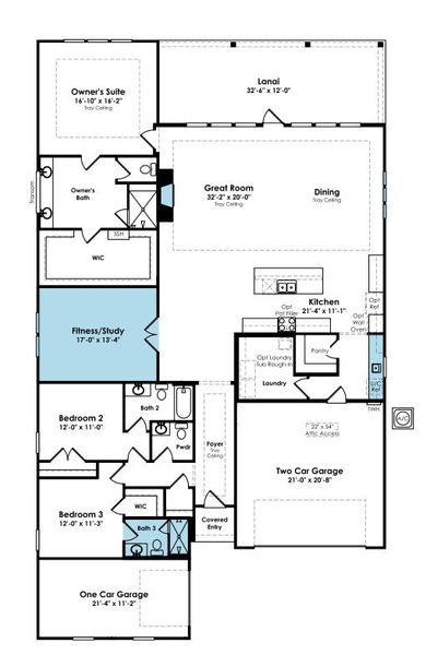 2D floor plan layout of this home in Cresswind at Spring Haven, Newnan, GA (Image 5).