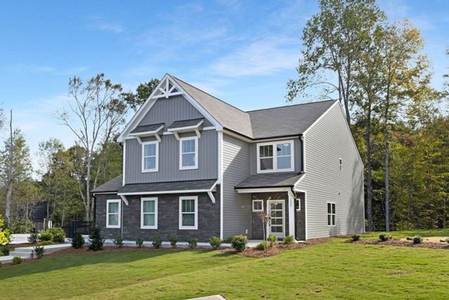 Representative exterior photo of a completed home built from the Gideon by True Homes in Stonebridge Fairways, Monroe, NC (Image 2).