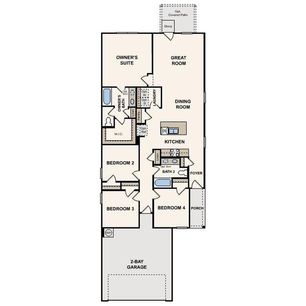 2D floor plan layout of this home in Eastwood at Sonterra, Jarrell, TX (Image 3).
