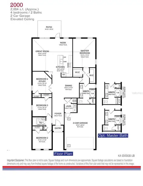 2D floor plan layout of this home in Ocala Crossings South, Ocala, FL (Image 3).