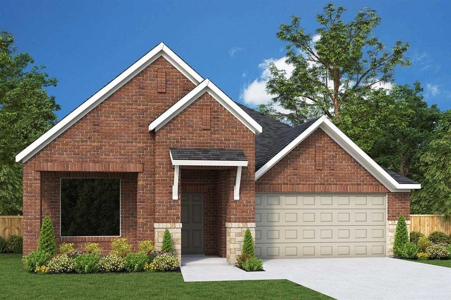 Front exterior of a new home in Creekshaw – Classic, Royse City, TX, highlighting curb appeal (Image 1). Front exterior of a new home in Creekshaw – Classic, Royse City, TX, highlighting curb appeal (Image 1).