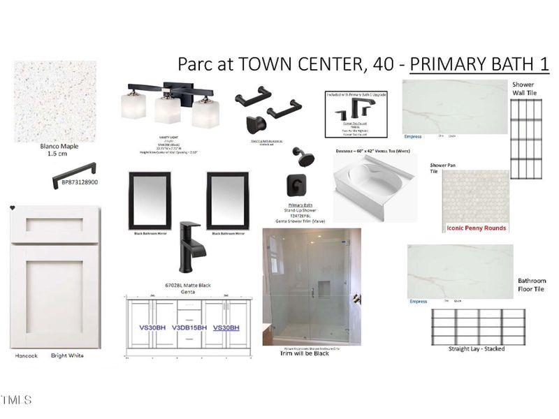 PTC 40 Primary Bath selections