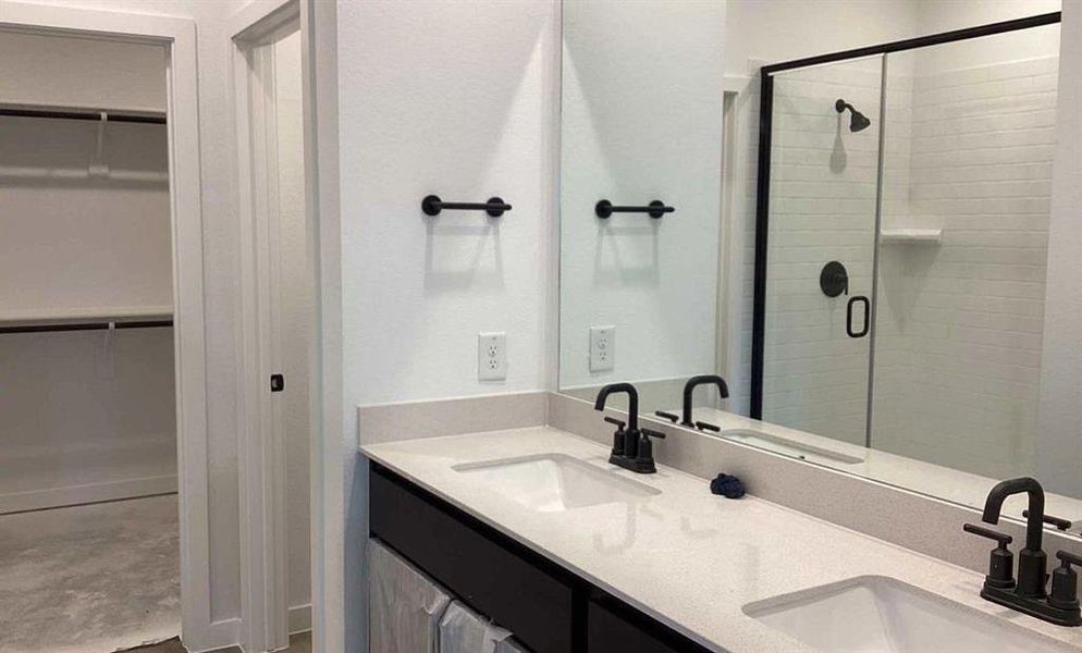 Primary Bathroom Construction Progress featuring the Noir Collection