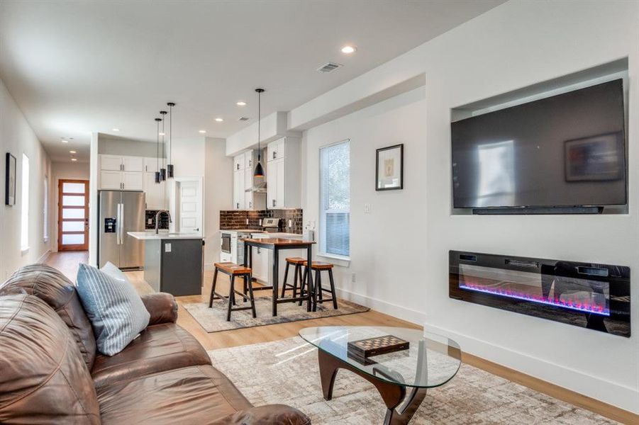 Living room featuring light wood-type flooring