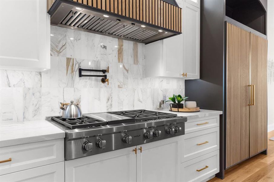 Wolf appliances and built in refrigerator. Wolf appliances and built in refrigerator.