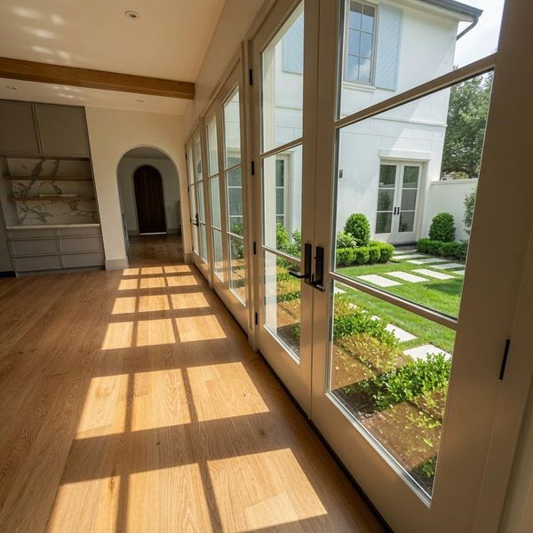 Glass doors fold open and the morning light pours straight through. The private outdoor space this close to Rice Village is a rare find. Glass doors fold open and the morning light pours straight through. The private outdoor space this close to Rice Village is a rare find.