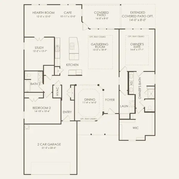 2D floor plan layout for the Napa Valley by Del Webb in Del Webb at Trinity Falls, McKinney, TX (Image 3).