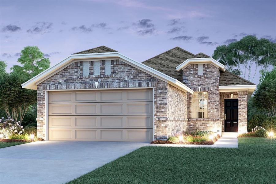 Charming Jackie II home design by K. Hovnanian® Homes with elevation B in beautiful The Landing at New Caney. (*Artist rendering used for illustration purposes only.)