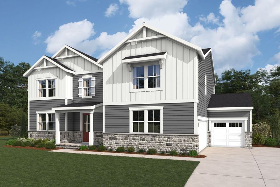 Representative exterior photo of a completed home built from the Henderson by Mattamy Homes in Blair Place, Monroe, NC (Image 2). Representative exterior photo of a completed home built from the Henderson by Mattamy Homes in Blair Place, Monroe, NC (Image 2).