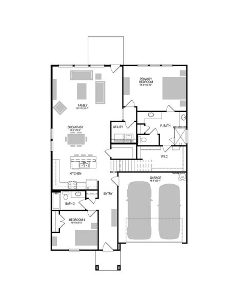 2D floor plan layout of this home in Prairie Winds, Hutto, TX (Image 8). 2D floor plan layout of this home in Prairie Winds, Hutto, TX (Image 8).