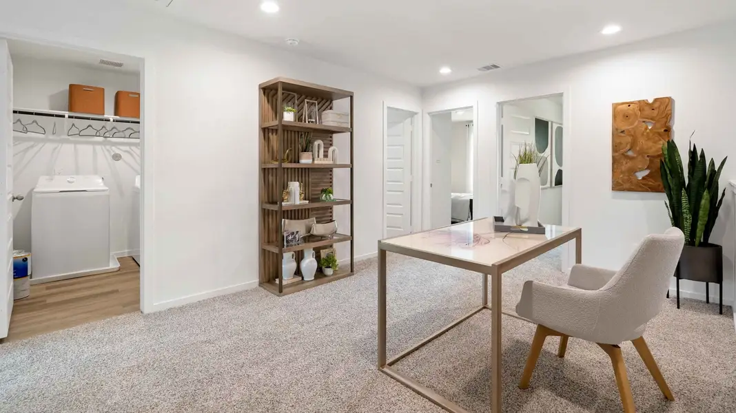 Representative furnished interior of a home built from the CEDAR by D.R. Horton in Alaia Crossing, Houston (Image 16). Representative furnished interior of a home built from the CEDAR by D.R. Horton in Alaia Crossing, Houston (Image 16).