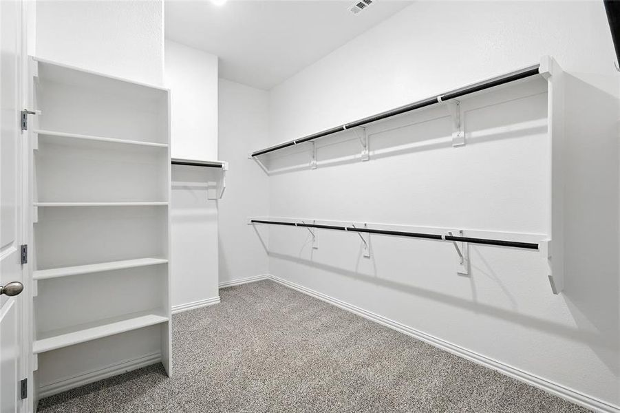 Spacious closet featuring light colored carpet Spacious closet featuring light colored carpet