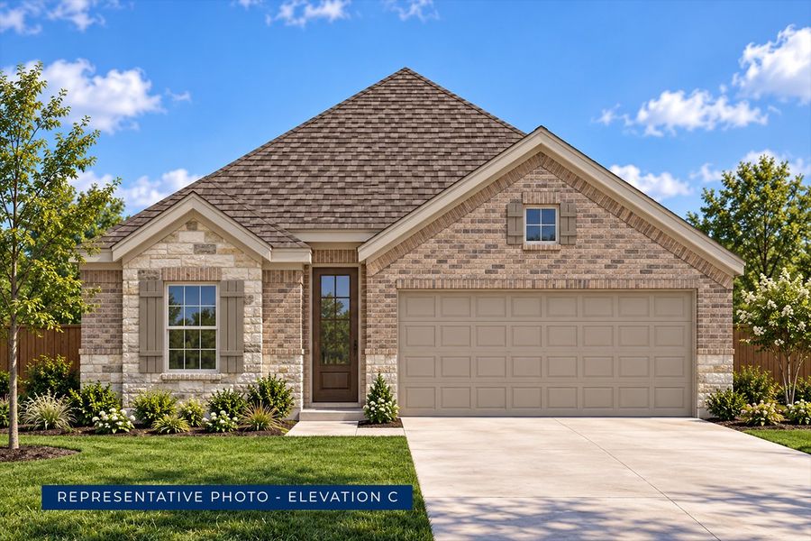 Representative exterior photo of a completed home built from the Adams F by First Texas Homes in Parkside, Denton, TX (Image 5). Representative exterior photo of a completed home built from the Adams F by First Texas Homes in Parkside, Denton, TX (Image 5).