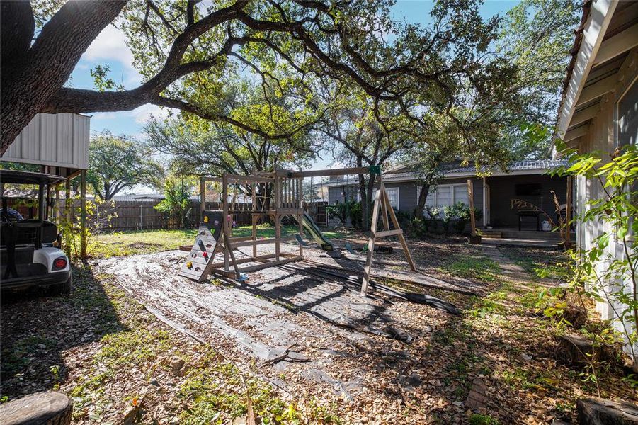 Fenced backyard