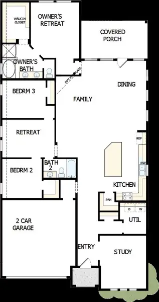 2D floor plan layout of this home in The Colony, Bastrop, TX (Image 5).