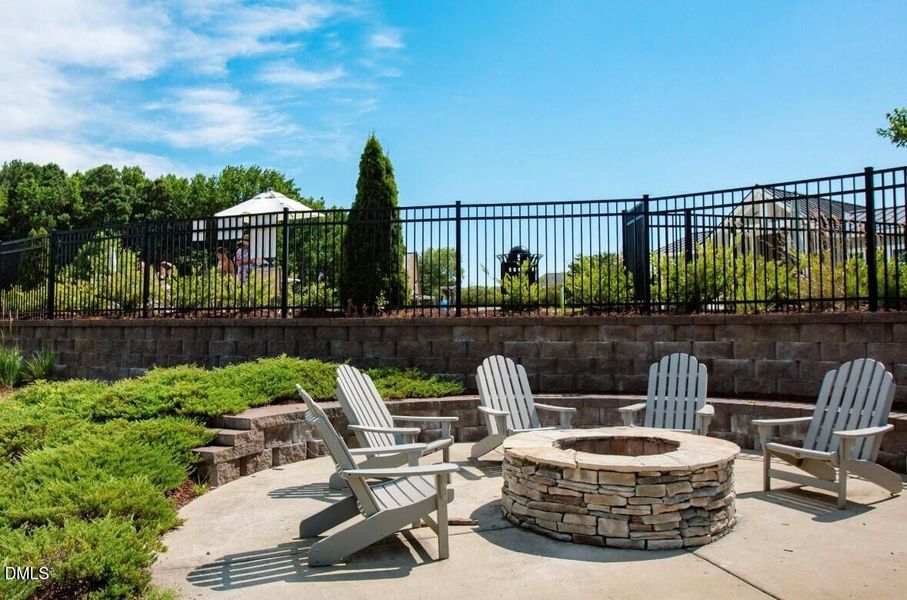 Mews fire pit by the pool