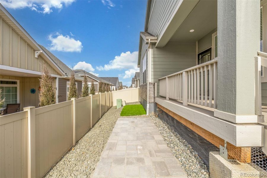 Exterior details and patio area of a home in Green Valley Ranch Active Adult, Aurora (Image 28).