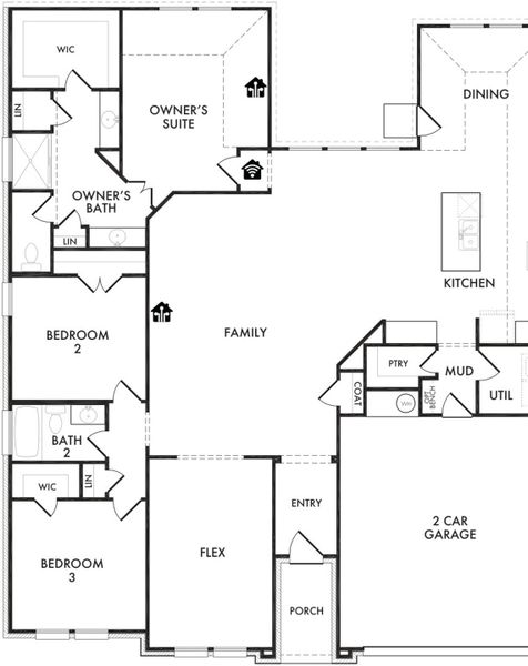 2D floor plan layout for the Dover by Impression Homes in Mountain Valley Lake, Burleson, TX (Image 3). 2D floor plan layout for the Dover by Impression Homes in Mountain Valley Lake, Burleson, TX (Image 3).
