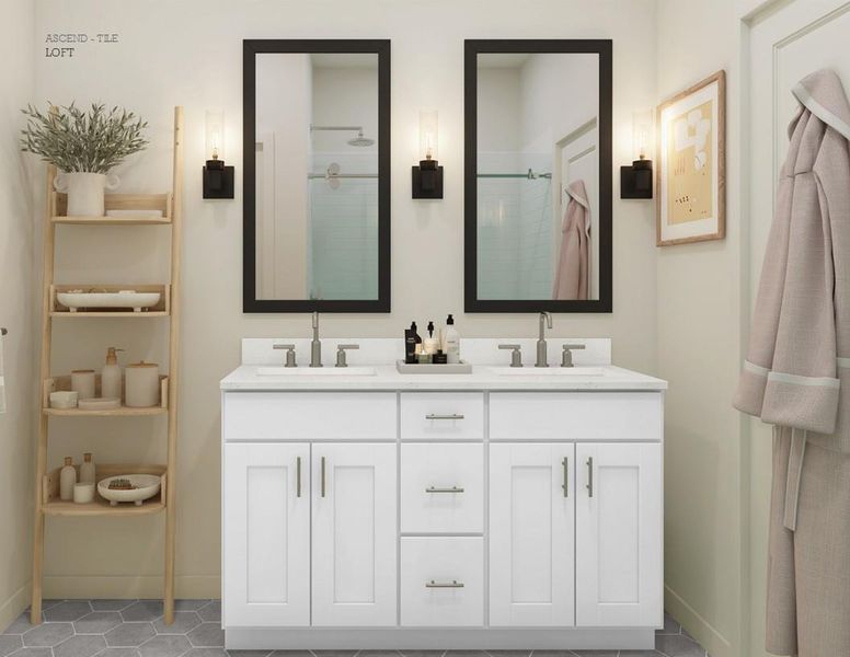 Loft Look Primary Bathroom (*Artist rendering used for illustration purposes only.) Loft Look Primary Bathroom (*Artist rendering used for illustration purposes only.)
