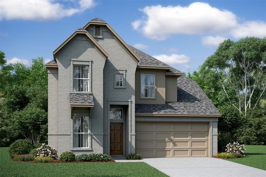 Stunning Elmore home design by K. Hovnanian® Homes with elevation D in beautiful Oakwood Estates. (*Artist rendering used for illustration purposes only. **Actual home will have a 3 car attached garage.)