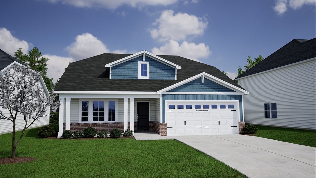 Representative exterior photo of a completed home built from the Dorchester - Genesis Value Collection by Mungo Homes in Citadel Point at Southbridge, Sneads Ferry, NC (Image 32).