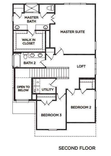 2D floor plan layout for the The Chelsea by McKinley Homes in Colony at Pinehurst, Pinehurst, TX (Image 3).