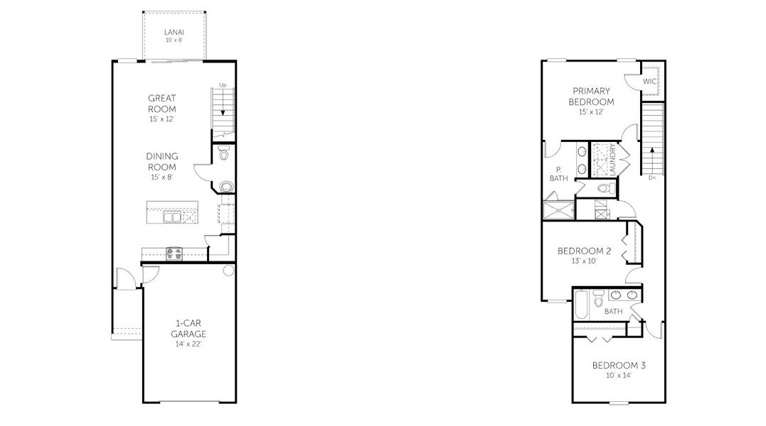 2D floor plan layout for the Eagle - Townhomes by Dream Finders Homes in Brook Forest, St. Augustine, FL (Image 5).