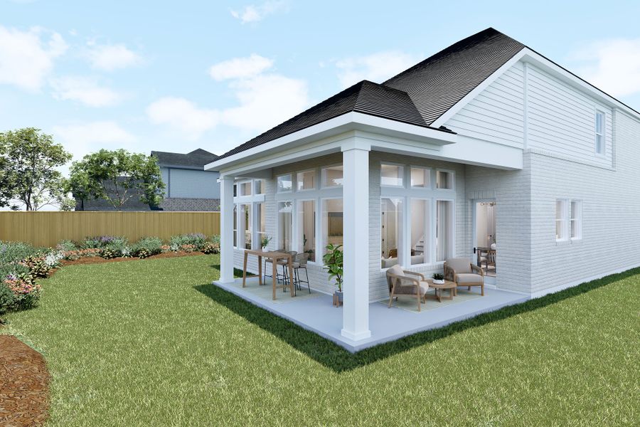 Representative exterior details of a home built from the The Henderson by David Weekley Homes in Walden Creek – Reserve Collection, Montgomery (Image 3).