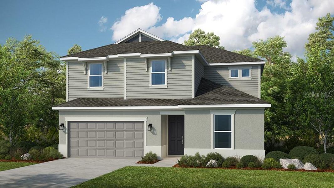 Front exterior of a new home in Indigo Creek, Apollo Beach, FL, highlighting curb appeal (Image 1). Front exterior of a new home in Indigo Creek, Apollo Beach, FL, highlighting curb appeal (Image 1).