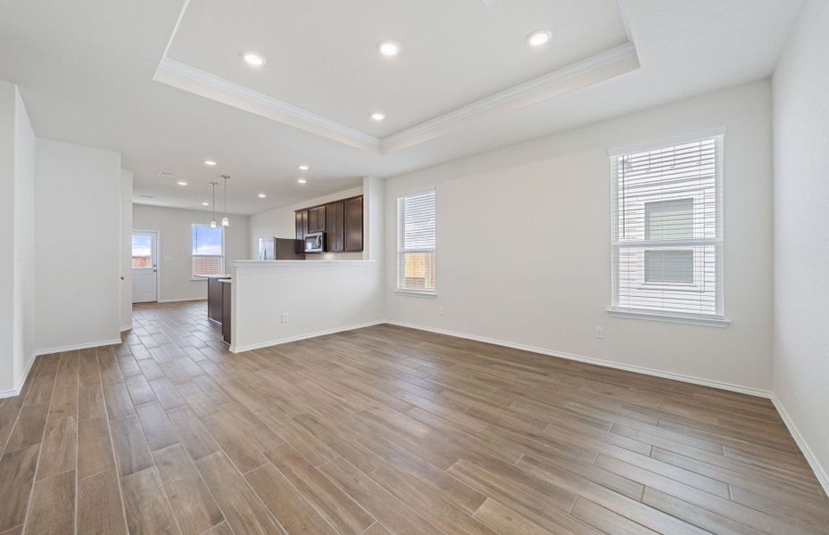 Representative unfurnished interior of a home built from the Independence by Pulte Homes in La Cima, San Marcos (Image 12). Representative unfurnished interior of a home built from the Independence by Pulte Homes in La Cima, San Marcos (Image 12).