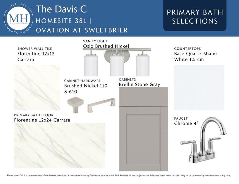 Sample of building materials used in homes in Ovation at Sweetbrier, Durham (Image 13).