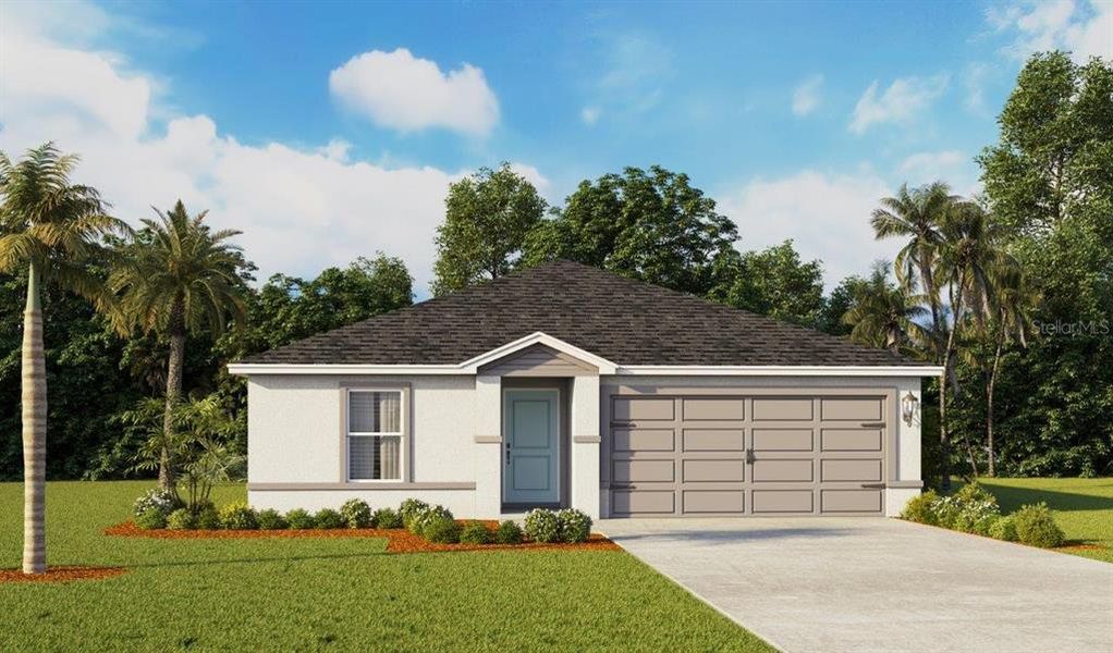 Front exterior of a new home in Magnolia Pointe, Umatilla, FL, highlighting curb appeal (Image 1). Front exterior of a new home in Magnolia Pointe, Umatilla, FL, highlighting curb appeal (Image 1).