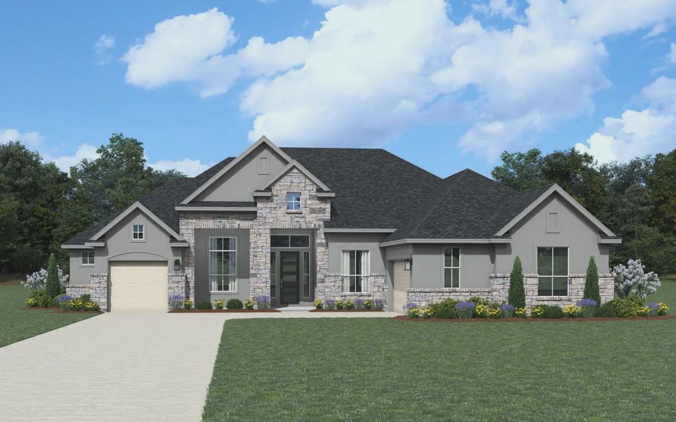 Representative exterior photo of a completed home built from the Anthony by Chesmar Homes in Potranco Oaks 100's, Castroville, TX (Image 18).