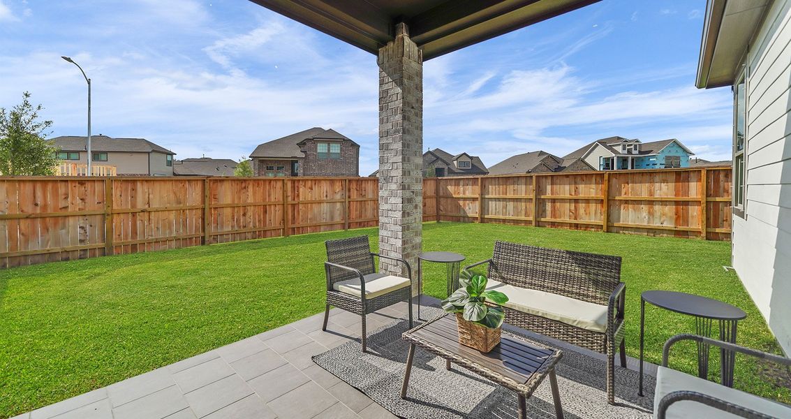 Exterior details and patio area of a home in The Trails, New Caney (Image 3). Exterior details and patio area of a home in The Trails, New Caney (Image 3).