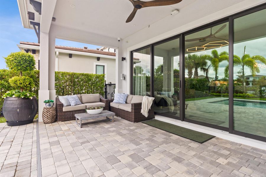 Exterior details and patio area of a home in Solana Bay at Avenir, Palm Beach Gardens (Image 4). Exterior details and patio area of a home in Solana Bay at Avenir, Palm Beach Gardens (Image 4).
