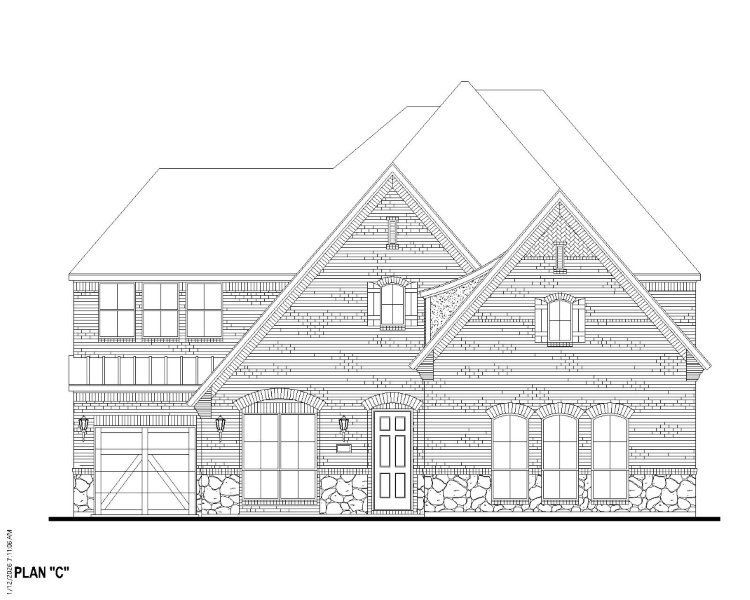 Plan 1692 Elevation C w/ Stone