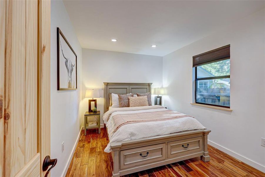One of two secondary bedrooms behind the enormous kitchen.94 San Saba St Austin TX 78702 MLS# 7207900