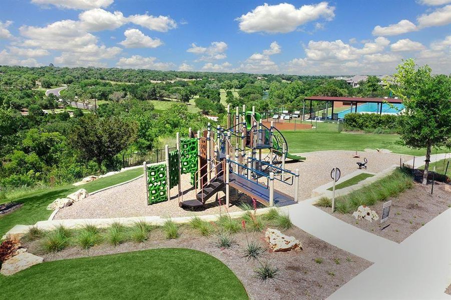 A vibrant playground, resort-style pool, and vast green spaces create an ideal setting for recreation and relaxation.