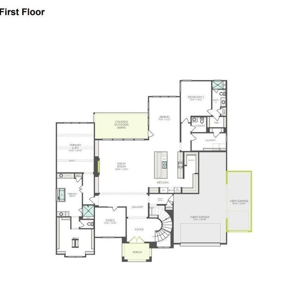 2D floor plan layout of this home in The Estates at James Lane, Fulshear, TX (Image 5).