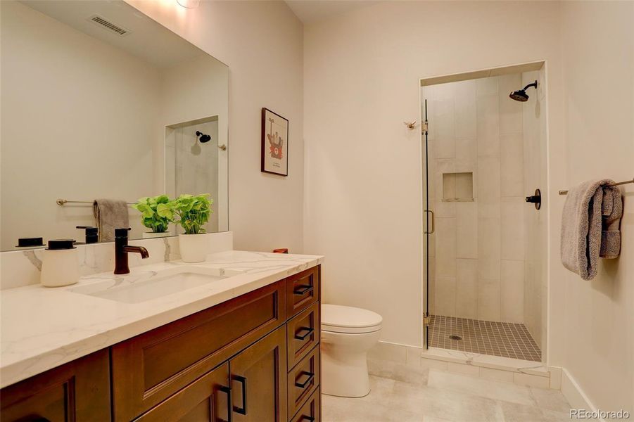 Basement 3/4 Bath with Radiant Heated Floors